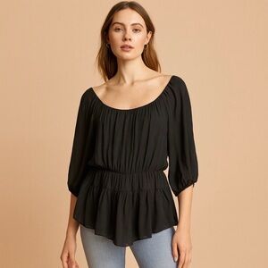 Joie Black Peasant Blouse Size Medium